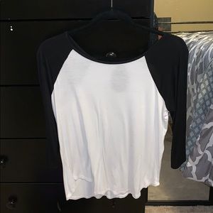 Tillys black and white baseball tee